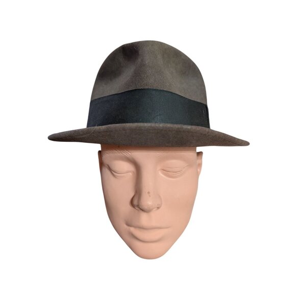 Mac Phergus Brown Fedora Hat Men's Size 7 Vintage 21 in Around - Picture 2 of 7